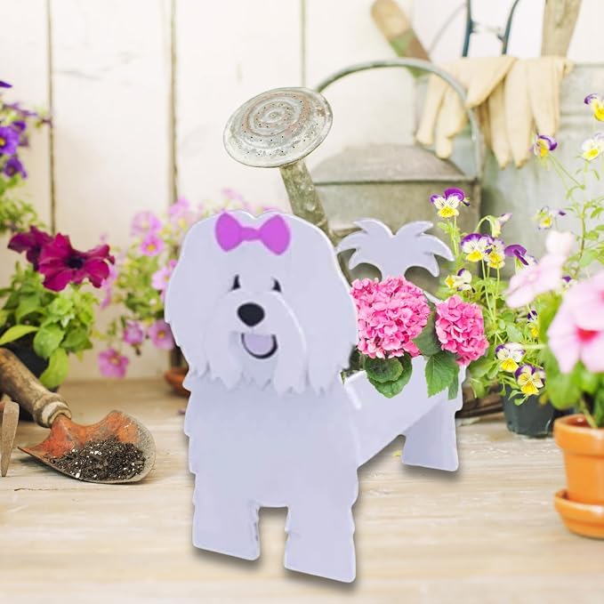 Cotton Veil Dog Planter Pots, 9.45 x 9.02x 13.39 Inches | Dog Flower Pot, Cute Animal Shaped Plant Pot, Gifts for Women & Pet Lovers, Indoor Outdoor Garden Home Office Decor