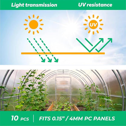 Polycarbonate Greenhouse Panels (H Connectors) - 0.15" Thick, Fits 4mm Twin-Wall Polycarbonate Panels, Join 2 Pieces of Panels Together, 4-Foot Length, 10 Pieces (H Connectors 4mm, 4ft)