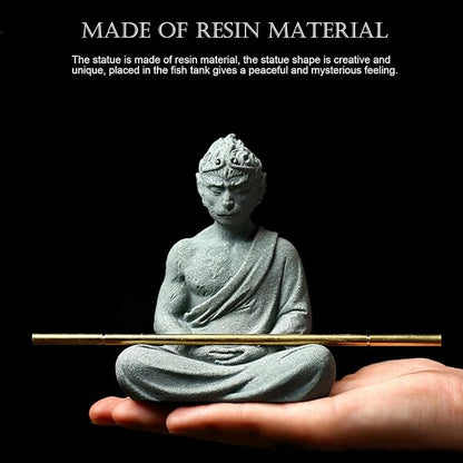 Fish Tank Buddha Statue Ornament,Zen Garden Aquarium Decor,Meditating Statues for Underwater Landscaping,Sandstone-4.6" H