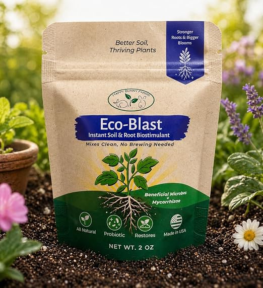 Eco-Blast™ Instant Compost Tea – 2oz Bag. Soil Microbes with Plant Probiotics, Mycorrhizae, Kelp, Yucca, Humic, Amino & Fulvic Acids.