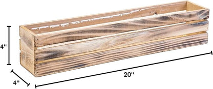 20" Rectangular Rustic Wood Planter with Plastic Liner l Rustic Whitewash l Wine Crate Style, Home and Wedding Decorations, Garden Ornaments (20x4 Wine Crate Set of 2, Whitewash)