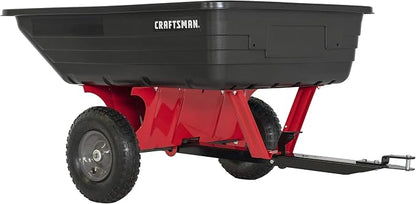 Craftsman Tow Poly Dump Cart for Lawn Tractors and ATVs, 350 lb Load Capacity, 10 Cu Ft Lawn and Garden Utility Trailer