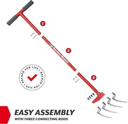Garden Weasel Claw Pro Garden Tiller and Cultivator Tool – Twist-Action Soil Loosener with Adjustable Carbon Steel Tines, Ergonomic Handle, and Footplate Latest Model 91334-3