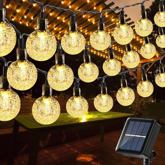 Toodour Solar String Lights Outdoor, 56ft 100 LED Globe String Lights with 8 Modes, Waterproof Solar Christmas Lights for Garden, Lawn, Gazebo, Porch, Yard, Wedding, Party Xmas Decor - Warm White