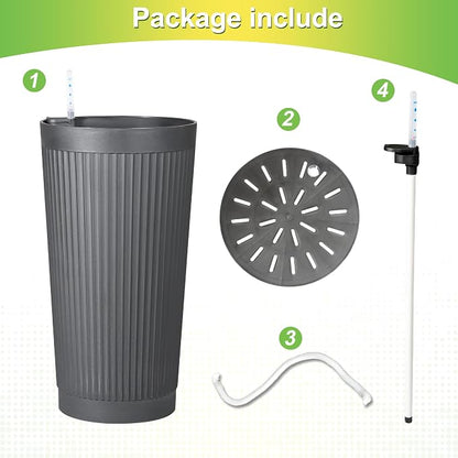 TUYOHW Set of 2 Large Round Tall Planter for Indoor or Outdoor 24" Flower Pots for Porch, Patio, Backyard, Large Planters for Outdoor Indoor Plants