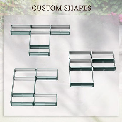 Outsunny 8 x 8ft DIY Raised Garden Bed, Large Galvanized Steel Planter Box with 5 Compartments, for Outdoor Plants, Vegetables, Flowers, Herbs, Easy Assembly, Green