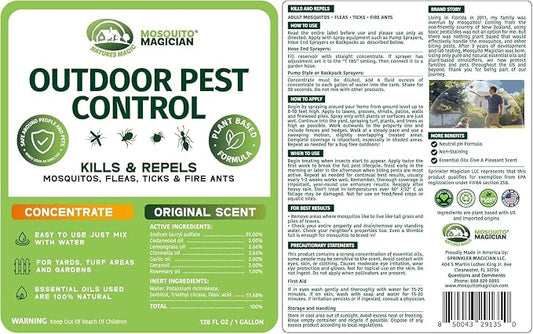 Mosquito Magician Hose End Sprayer with 1 Gallon Liquid Concentrate – Outdoor Mosquito Killer, Flea Yard Spray, Fire Ant Control, Safe for People & Pets, Mosquito Repellent for Lawn, Patio & Plants