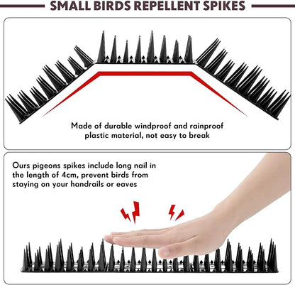 Geetery 40 Pack Bird Spikes for Outside Squirrel Pigeon Spikes Bird Spikes for Cat Animal Outside Plastic Fence Spikes for Garden Wall Railing Roof(Black)