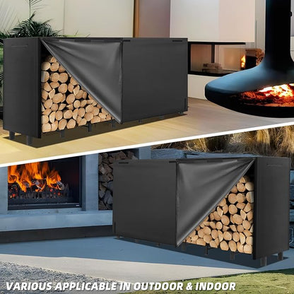 DNKMOR 8FT Firewood Rack with Waterproof Cover,Heavy Duty Firewood Storage Log Holder for Outdoor&Indoor,Fireplace Wood Rack with 600D Oxford Fabric
