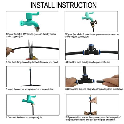Drip Irrigation Kit, Automatic Irrigation System with Replaceable 360°Bendable Sprayer,atomizing Copper Nozzle for Watering System for Garden Plant Lawn Patio and Yard. (15)