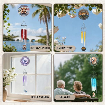 Tree of Life Wind Chimes - Metal Windchime with Spinners Outdoor | Garden Patio Yard Decor Indoor Balcony Home Hanging Christmas New Year Housewarming Birthday Gift for Women Mom Grandma Wife