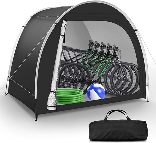 Bike Storage Tent Sheds - Outdoor Storage Waterproof, Upgraded 6.56x4.92x5.58ft Bicycle Shed Tent, Portable Bike Covers Shelter with Carry Bag for Motorcycle, Garden Tool - Medium