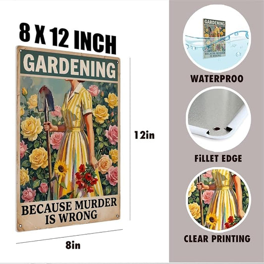 mmiishe Gardening Gifts Vintage Garden Metal Signs Plant Signs for Women gardeners Green House Decor Metal Art for Home Gardens Greenhouse Living Room Yard Backyard Outdoor Decor 8x12 Inches