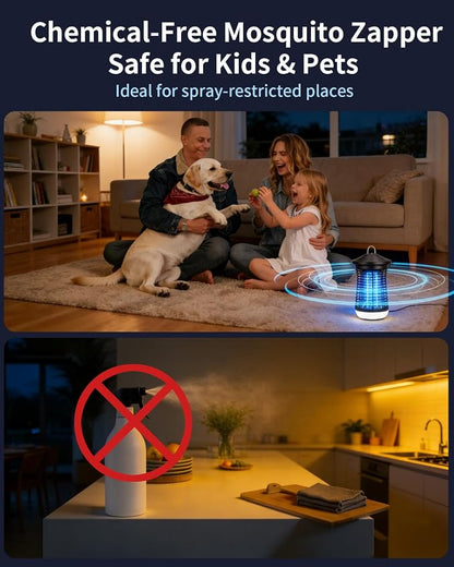 Electric Bug Zapper Indoor/Outdoor, Mosquito & Insect Zapper with LED | Electric Insect Control Device with LED Light. IPX4 Waterproof. 360° Attraction for Home, Kitchen, Patio.