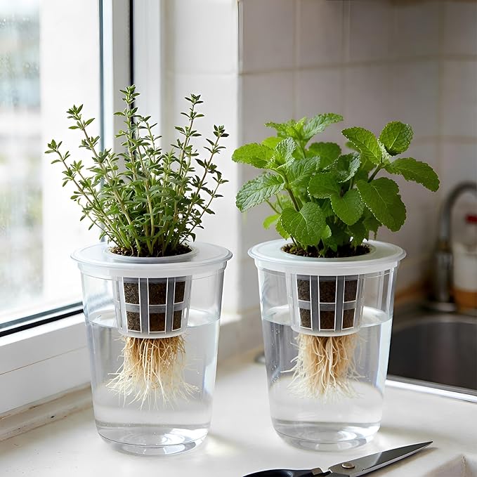 12 Pack 5in1 Seed Starter Cup Kit With Dome,Propagation Cups Self Watering, Table Top Mini Greenhouse Hydroponics Growing System Kit,Plant Lover Gardening Essentials,Indoor Herb Garden,Root Monitoring