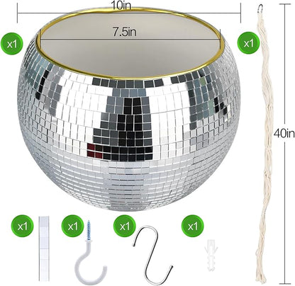 10” Disco Ball Plant Hanger with Hanging Rope, Hanging Chain, Hook, Circle | for Decoration