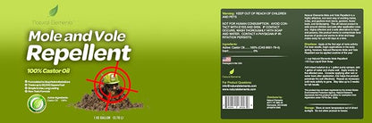 Natural Elements Mole and Vole Repellent | 100% Castor Oil | Pet Safe and Non Toxic (4 Gallons)