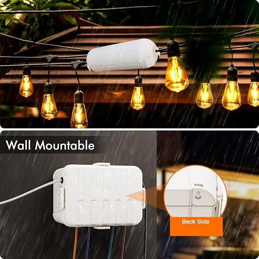 RESTMO 5-Piece Outdoor Waterproof Electrical Box Set – 12.5" x 8.5" x 5" Large & 7.1" x 2.3" x 2.3" Small, Weatherproof Boxes for Power Strip, Outlet, Plug, Socket, Timer, Holiday Light, White