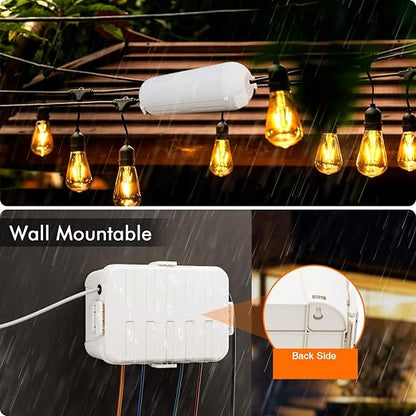 RESTMO 5-Piece Outdoor Waterproof Electrical Box Set – 12.5" x 8.5" x 5" Large & 7.1" x 2.3" x 2.3" Small, Weatherproof Boxes for Power Strip, Outlet, Plug, Socket, Timer, Holiday Light, White