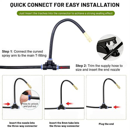 50FT Drip Irrigation Kit for Garden Beds, Greenhouse & Potted Plants – Adjustable Micro Watering System with 1/4" Distribution Tubing, Emitters, Connectors & Stakes