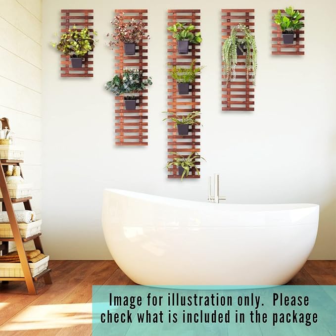 ShopLaLa Wooden Wall Planter (120cm, 2 Pack) Wooden Hanging Flower Plants | Large Outdoor Plants, Live Vertical Garden, Plant Wall Mount Flower Pot Holder Hanger Stand Green Herb Wall Decor