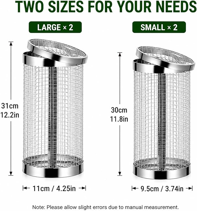 4PCS Inground Worm Composting Bin Turn Food Waste into Nutrient-Rich Soil Increase Soil Fertility Stainless Steel Composting Bin with Holes and Lid for Outdoor Garden Vegetable Patch Backyard