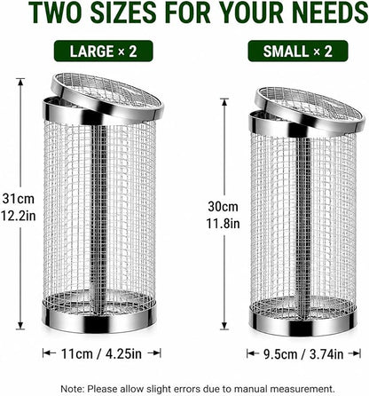 4PCS Inground Worm Composting Bin Turn Food Waste into Nutrient-Rich Soil Increase Soil Fertility Stainless Steel Composting Bin with Holes and Lid for Outdoor Garden Vegetable Patch Backyard