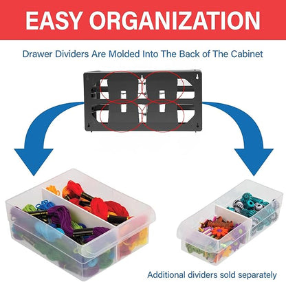 Akro-Mils 26-Drawer Plastic Drawer Storage Cabinet for Garage Organization, Bead Organizer, Building Bricks Storage, Teacher Toolbox, Makeup Organizer, 20" W x 6" D x 10" H, 10126 Black