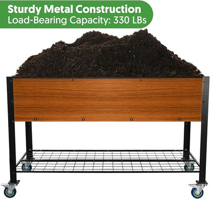 Raised Garden Bed with Legs and Wheels, Self-Watering Planter Box, 48x24x30 in Elevated Raised Bed with Drainage Hole, Built to Withstand Sun, Rain, and Wind for Up to 2 Years