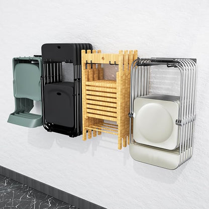 MOOMSINE Folding Chair Storage Rack Wall Mount, Garden Tool Hanger for Garage Organization, Patio, Beach & Camping Chairs Organizer Hooks, Holds 480 lbs - 4 Pack