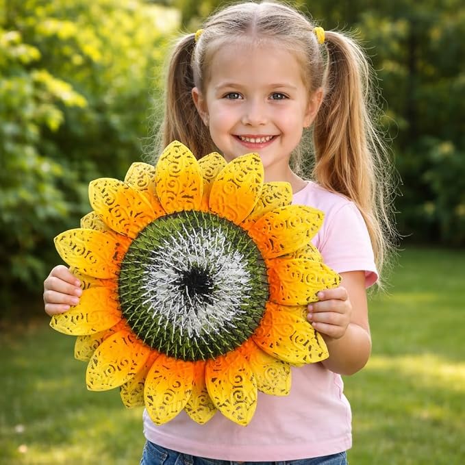 Garden Decor for Outside,2 Pack 40 inch Sunflower Garden Stakes Spring Decor, Metal Flower Yard Art for Outdoor Lawn Ornaments, Garden Pathways, and Patio Decoration
