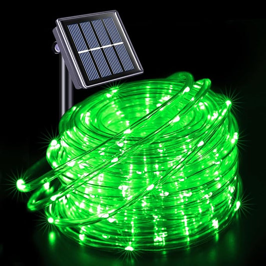 JMEXSUSS 66 ft 200 LED Green Halloween Solar Rope Lights with 8 Modes | Rope Lights Outdoor Waterproof, PVC Tube Green Christmas String Lights for Halloween Party Tree Fence Christmas