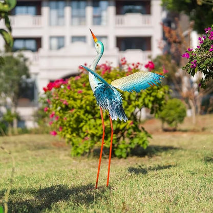 40" Metal Crane Garden Statue, Large Outdoor Heron Sculpture,Rust-Proof Garden Sculptures & Statues,Yard Art for Patio & Backyard