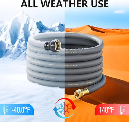 Garden Hose 5/8" x 75ft Brass Rubber Heavy Duty Water Hose 600 PSI Burst Pressure, Durable Flexible Hose for Yard, Car Wash, Pets Gray