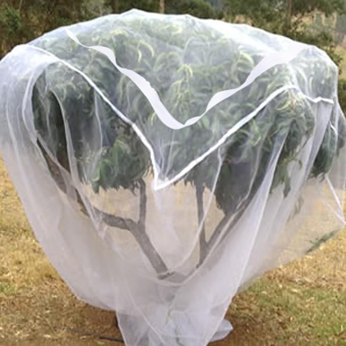Zippered Caterpillar Sleeve, Milkweed Plant Netting, Garden Netting Plant Covers Bird Net with Drawstring, 24 inch Square Top, 48 inch Drop