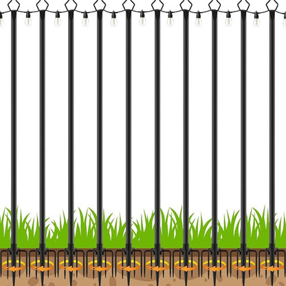10 Pack 10 FT String Light Poles,Metal with Fork Lights Poles for Outdoor String Light, Rustproof Heavy Duty for Outside Garden,Patio,Wedding,Backyard,Deck,Party