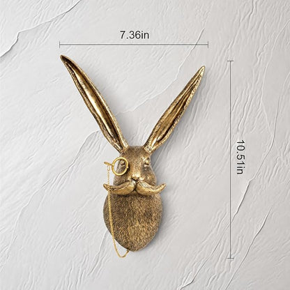 UITWMKTG Gold Animal Head Wall Decor Wall Sculpture Home Decor Statue for Living Room Office Bedroom Modern Decor for Men Women Rabbit