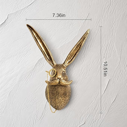UITWMKTG Gold Animal Head Wall Decor Wall Sculpture Home Decor Statue for Living Room Office Bedroom Modern Decor for Men Women Rabbit