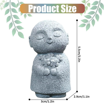 Buddha Statue Indoor Jizo Monk Praying Small Buddha Statue Holding Flowers Zen Desk Decor Ideal for Home Office Japanese Garden