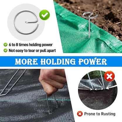 120 PCS Landscape Fabric Pins, 8 Gauge Galvanized Steel Garden Staples with 1.3 inch Landscape Fabric pins & Free Staple Puller - Heavy Duty Weed Barrier Pins (120 Pcs Galvanized Steel)