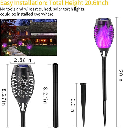 EOYIZW Solar Outdoor Lights, 8 Pack Purple Halloween Decorations Outdoor, Waterproof Mini LED Solar Torches for Outside Light for Halloween Garden Yard Porch Lawn Decor