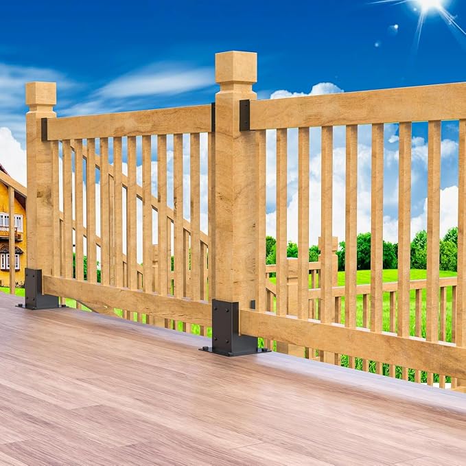4x4 Pergola Brackets Kit, 3.6 in, 2 4-Way Corners, 2 Post Bases | Q235 Steel with Black Coating, 20 Hex Screws and Drill Bit Included for Gazebos, Patios and Outdoor Kitchens