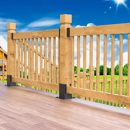 4x4 Pergola Brackets Kit, 3.6 in, 2 4-Way Corners, 2 Post Bases | Q235 Steel with Black Coating, 20 Hex Screws and Drill Bit Included for Gazebos, Patios and Outdoor Kitchens