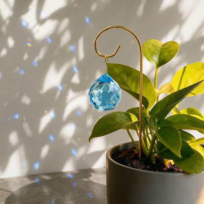9PCS Colorful Crystal Ball Prisms with 7.5‘’ Small Gold Trellis for Plants | Mini Potted Plant Indoor Accessories,Sun Catchers,Metal Plant Stakes Suncatchers for Home Fairy Garden Decor,Whimsical Decor