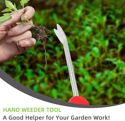 Weed Puller Tool, Dandelion Weeder Puller Tool with Soft Handle, Two-Pronged Fork Weed Remover Tool for Easy Weed Removal, Stainless Steel Garden Weeder Tool for Lawn Farmland Gardening Tools