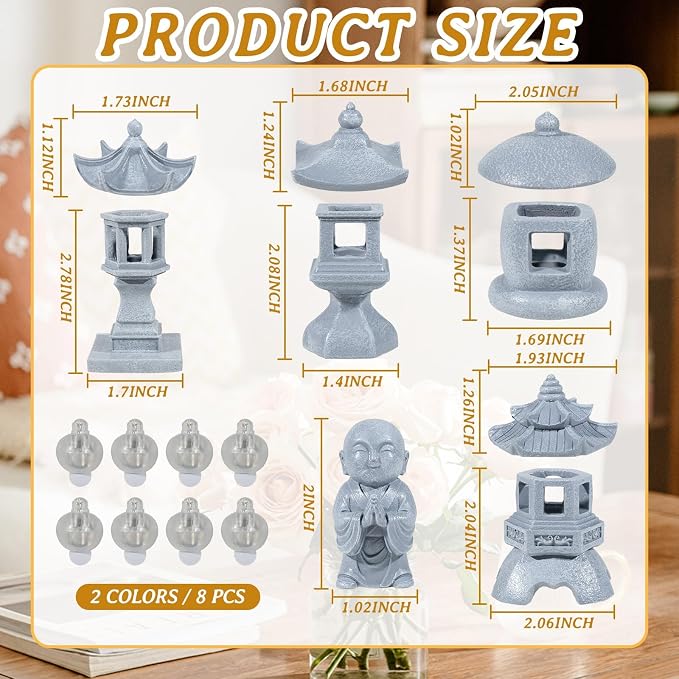 Exasinine Mini Pagoda Garden Statue, Japanese Style Pagoda Lantern Figurines Japanese Garden Decor for Zen Garden, Aquarium Landscape, Micro Yard & Meditation Space Decoration