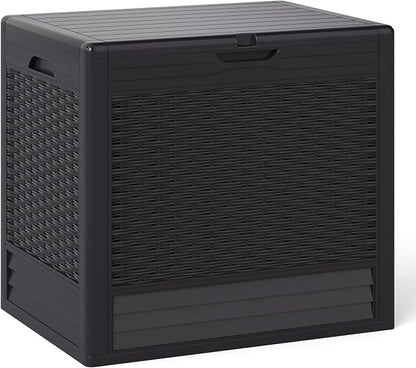 Tangkula 25 Gallon Waterproof Outdoor Storage Box with Lockable Lid | PP Resin, Wicker Patterned, Indoor Outdoor Use, Portable, Versatility, for Deck, Pool, Patio Cushions, Garden Tools