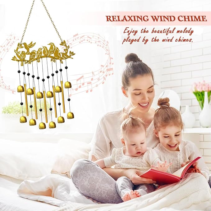 Bird Wind Chimes for Outside, Christmas Hummingbird On Branch Metal Windchimes Indoors Window Hanging Garden Patio Yard Porch Home Decor Soothing Tones Memorial Birthday Festival Gifts for Women, Mom