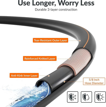 Giraffe Tools Garden Hose 5/8", Water Hose Heavy Duty, Flexible, Lightweight Hybrid Hose with Swivel Handle, 10ft Female to Female Fittings, Burst 600 PSI, Short Leader Hose