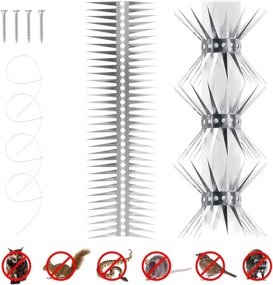 Bird Spikes - Stainless Steel Fence Spikes for Pigeons, Raccoons, Snakes - Deterrent Defender (60inch)